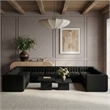 Meridian Furniture Rummi Black Velvet Performance Fabric 10pc. Modular Sectional