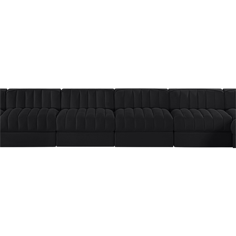 Meridian Furniture Rummi Black Velvet Performance Fabric 10pc. Modular Sectional