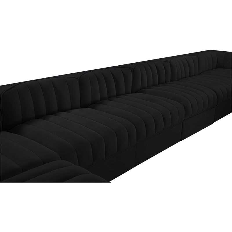 Meridian Furniture Rummi Black Velvet Performance Fabric 10pc. Modular Sectional