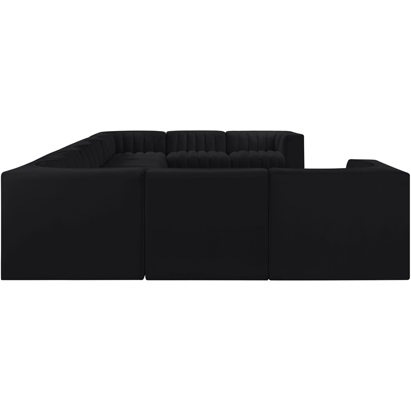 Meridian Furniture Rummi Black Velvet Performance Fabric 10pc. Modular Sectional