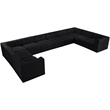Meridian Furniture Rummi Black Velvet Performance Fabric 10pc. Modular Sectional