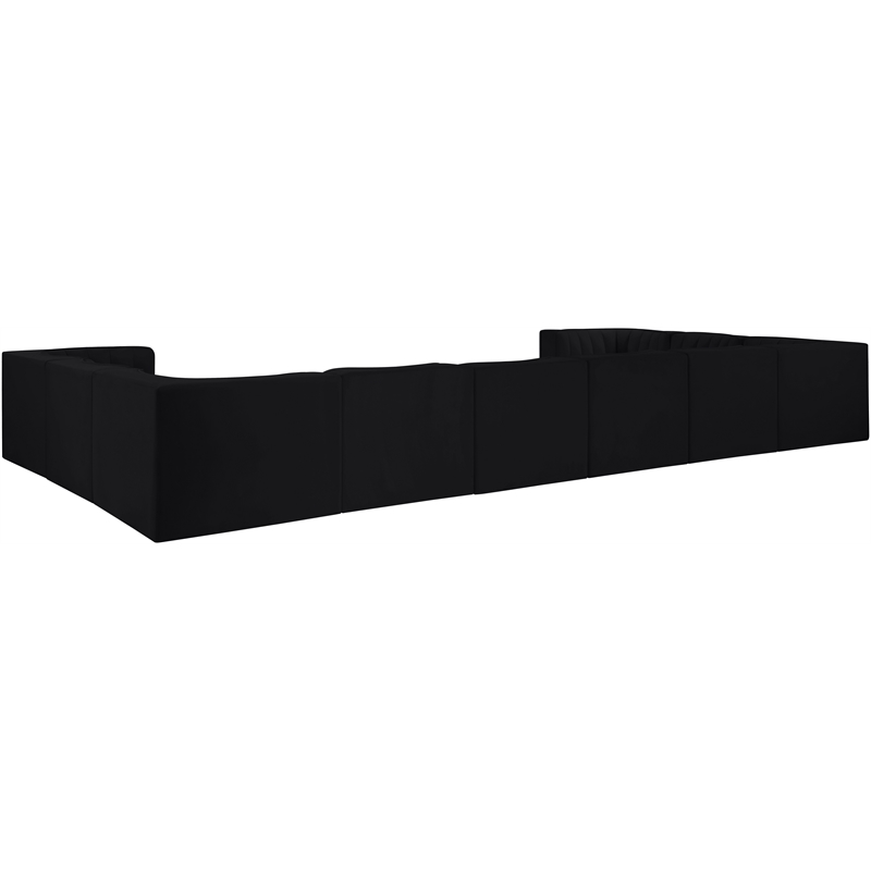 Meridian Furniture Rummi Black Velvet Performance Fabric 10pc. Modular Sectional