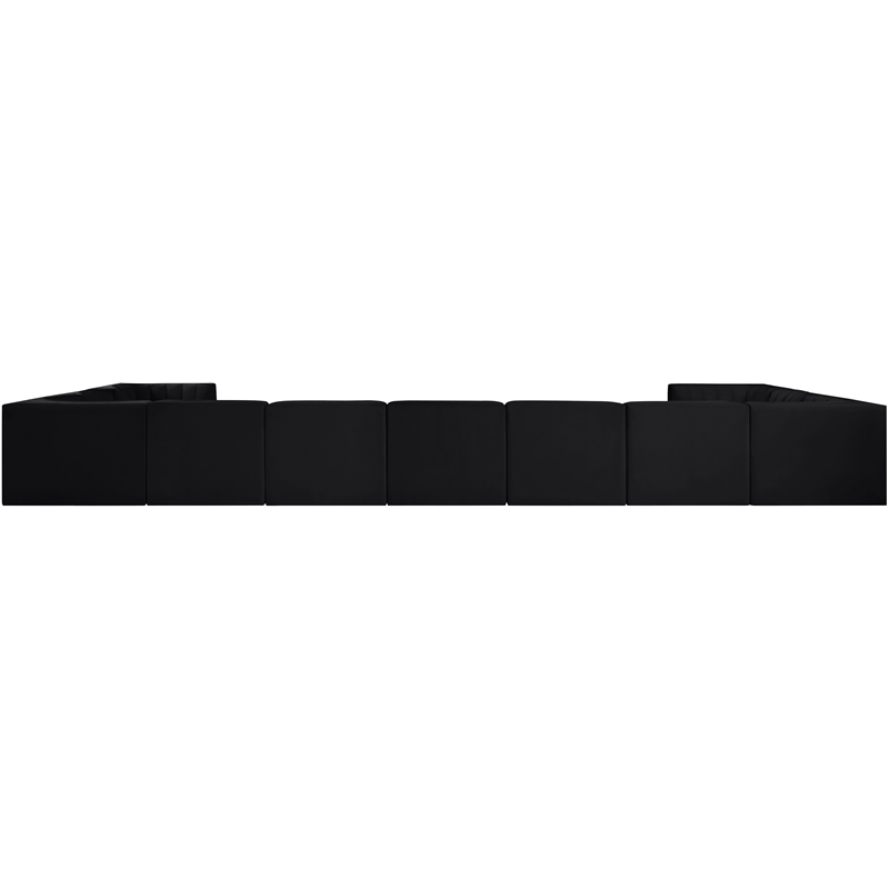 Meridian Furniture Rummi Black Velvet Performance Fabric 11pc. Modular Sectional