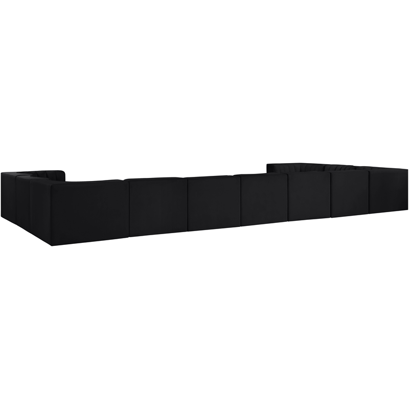 Meridian Furniture Rummi Black Velvet Performance Fabric 11pc. Modular Sectional