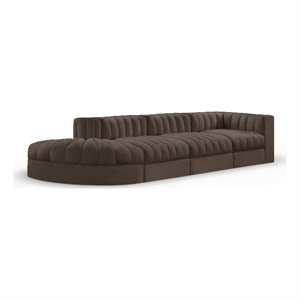 Meridian Furniture Rummi Brown Velvet Performance Fabric 4pc. Modular Sectional