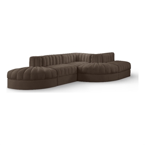 Meridian Furniture Rummi Brown Velvet Performance Fabric 5pc. Modular Sectional