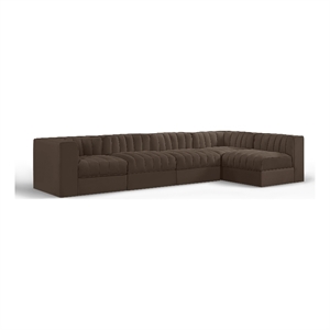 Meridian Furniture Rummi Brown Velvet Performance Fabric 5pc. Modular Sectional