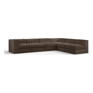 Meridian Furniture Rummi Brown Velvet Performance Fabric 6pc. Modular Sectional