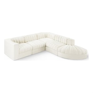 Meridian Furniture Rummi Cream Velvet Performance Fabric 5pc. Modular Sectional