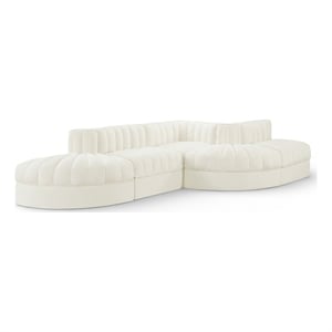 Meridian Furniture Rummi Cream Velvet Performance Fabric 5pc. Modular Sectional