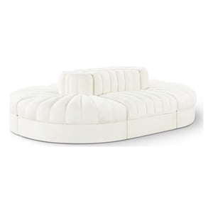 Meridian Furniture Rummi Cream Velvet Performance Fabric 6pc. Modular Sectional
