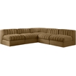 Meridian Furniture Rummi Saddle Velvet Performance Fabric 5pc. Modular Sectional