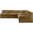 Meridian Furniture Rummi Saddle Velvet Performance Fabric 5pc. Modular Sectional