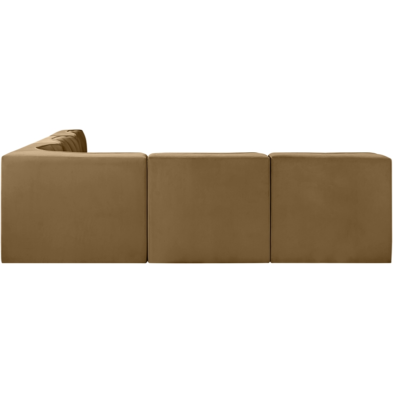 Meridian Furniture Rummi Saddle Velvet Performance Fabric 5pc. Modular Sectional
