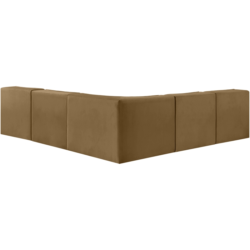 Meridian Furniture Rummi Saddle Velvet Performance Fabric 5pc. Modular Sectional