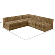 Meridian Furniture Rummi Saddle Velvet Performance Fabric 5pc. Modular Sectional