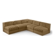 Meridian Furniture Rummi Saddle Velvet Performance Fabric 5pc. Modular Sectional