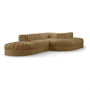 Meridian Furniture Rummi Saddle Velvet Performance Fabric 5pc. Modular Sectional