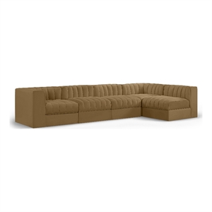 Meridian Furniture Rummi Saddle Velvet Performance Fabric 5pc. Modular Sectional