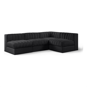 Meridian Furniture Rummi Black Velvet Performance Fabric 4pc. Modular Sectional