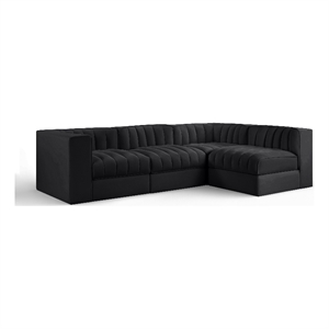 Meridian Furniture Rummi Black Velvet Performance Fabric 4pc. Modular Sectional