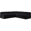 Meridian Furniture Rummi Black Velvet Performance Fabric 5pc. Modular Sectional