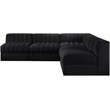 Meridian Furniture Rummi Black Velvet Performance Fabric 5pc. Modular Sectional