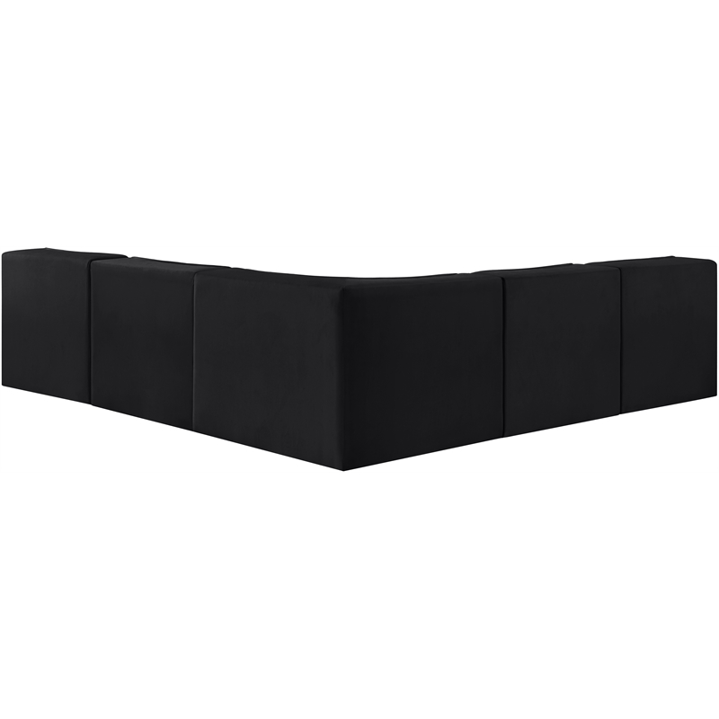 Meridian Furniture Rummi Black Velvet Performance Fabric 5pc. Modular Sectional