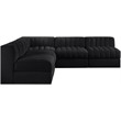 Meridian Furniture Rummi Black Velvet Performance Fabric 5pc. Modular Sectional