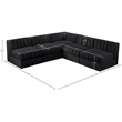 Meridian Furniture Rummi Black Velvet Performance Fabric 5pc. Modular Sectional