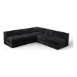 Meridian Furniture Rummi Black Velvet Performance Fabric 5pc. Modular Sectional
