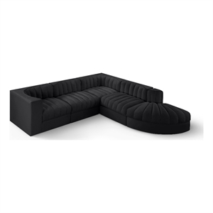 Meridian Furniture Rummi Black Velvet Performance Fabric 5pc. Modular Sectional