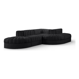 Meridian Furniture Rummi Black Velvet Performance Fabric 5pc. Modular Sectional