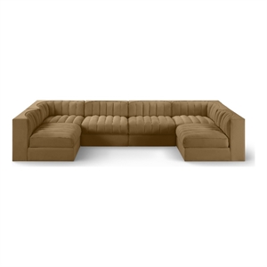 Meridian Furniture Rummi Saddle Velvet Performance Fabric 6pc. Modular Sectional
