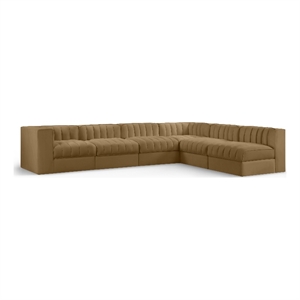 Meridian Furniture Rummi Saddle Velvet Performance Fabric 6pc. Modular Sectional
