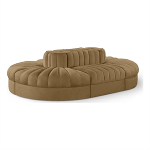 Meridian Furniture Rummi Saddle Velvet Performance Fabric 6pc. Modular Sectional