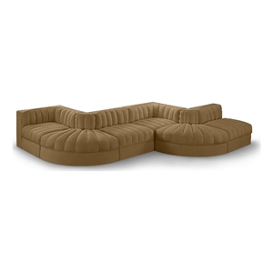 Meridian Furniture Rummi Saddle Velvet Performance Fabric 6pc. Modular Sectional