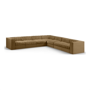Meridian Furniture Rummi Saddle Velvet Performance Fabric 7pc. Modular Sectional