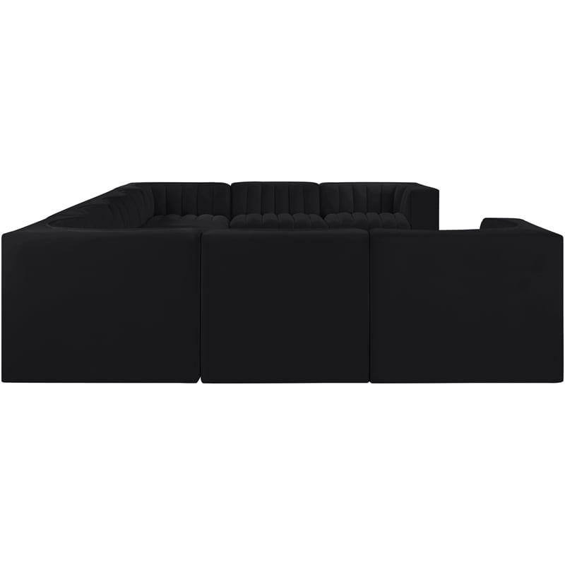 Meridian Furniture Rummi Black Velvet Performance Fabric 9pc. Modular Sectional
