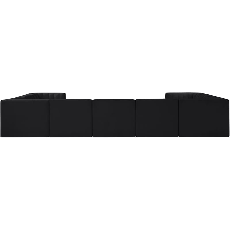 Meridian Furniture Rummi Black Velvet Performance Fabric 9pc. Modular Sectional