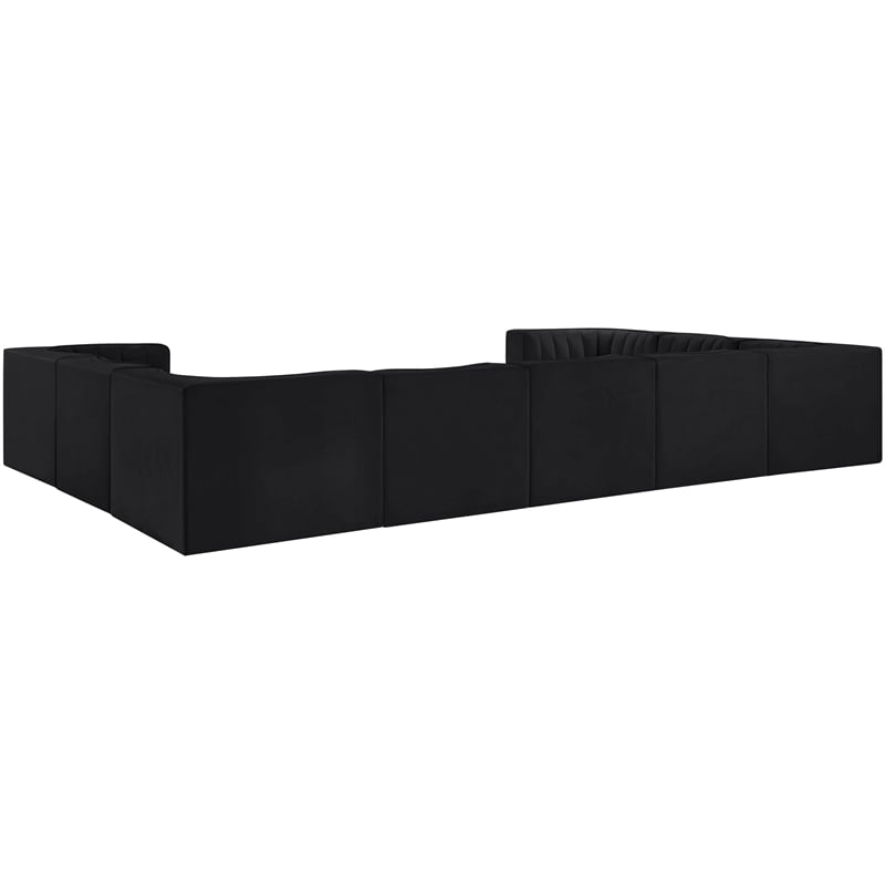 Meridian Furniture Rummi Black Velvet Performance Fabric 9pc. Modular Sectional