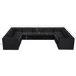 Meridian Furniture Rummi Black Velvet Performance Fabric 9pc. Modular Sectional