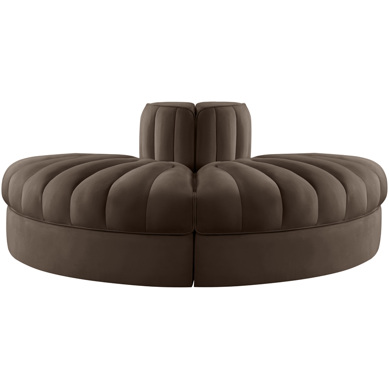 Meridian Furniture Rummi Brown Velvet Performance Fabric 2pc. Modular Loveseat