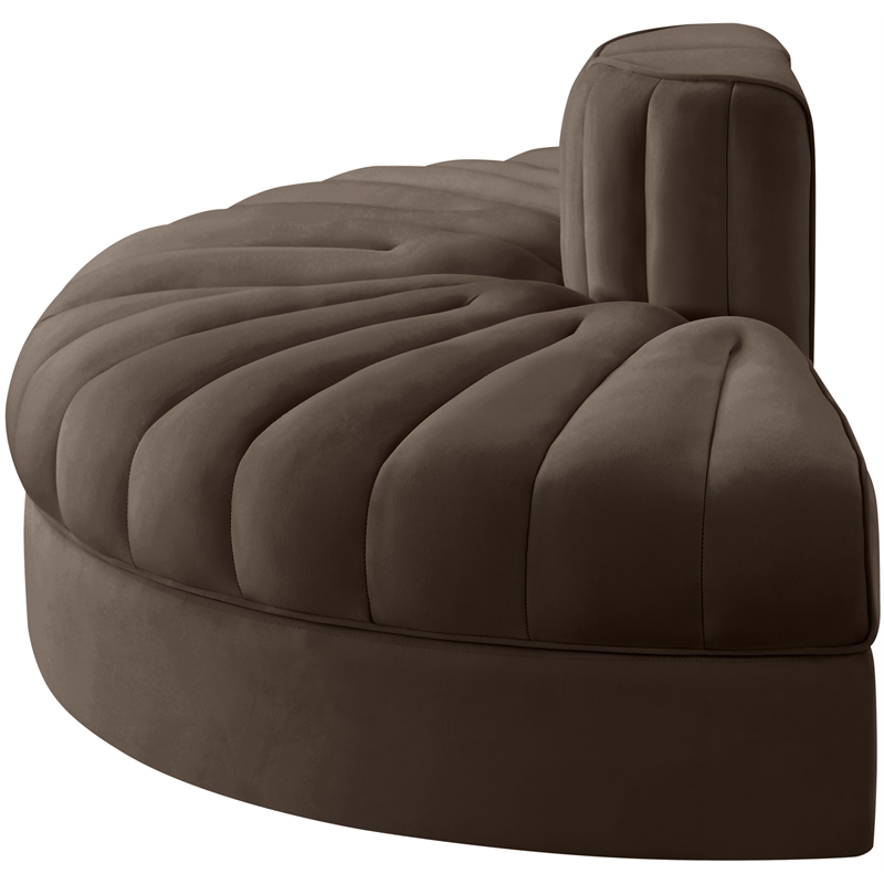 Meridian Furniture Rummi Brown Velvet Performance Fabric 2pc. Modular Loveseat