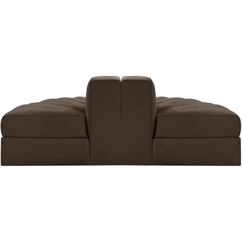 Meridian Furniture Rummi Brown Velvet Performance Fabric 2pc. Modular Loveseat
