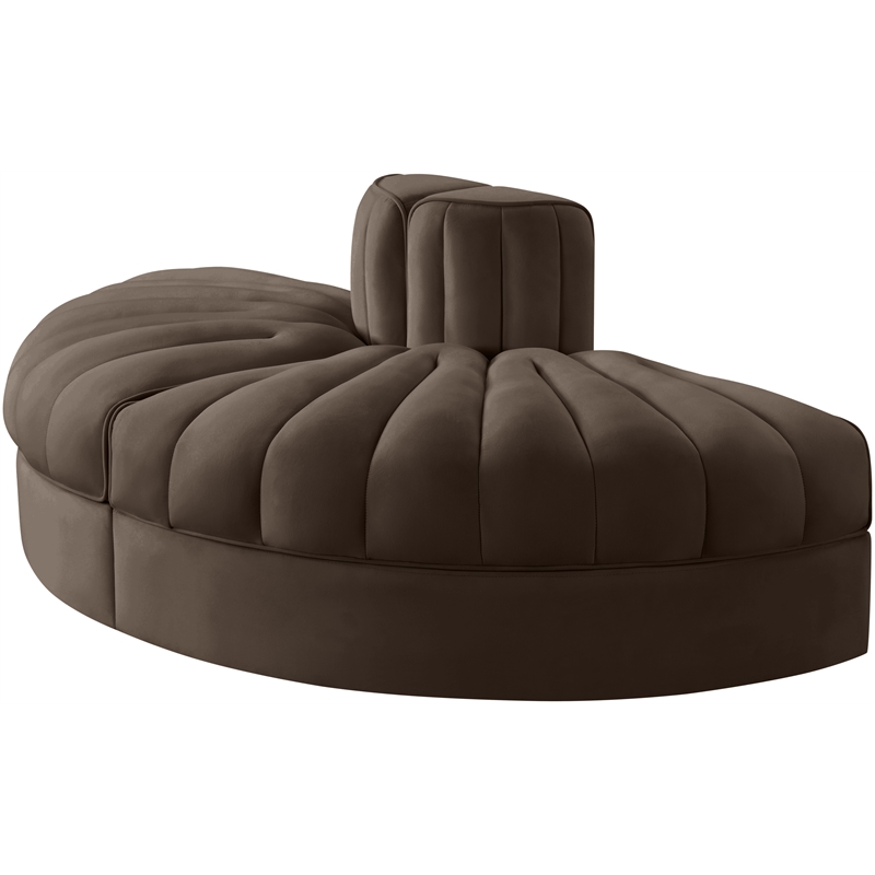 Meridian Furniture Rummi Brown Velvet Performance Fabric 2pc. Modular Loveseat