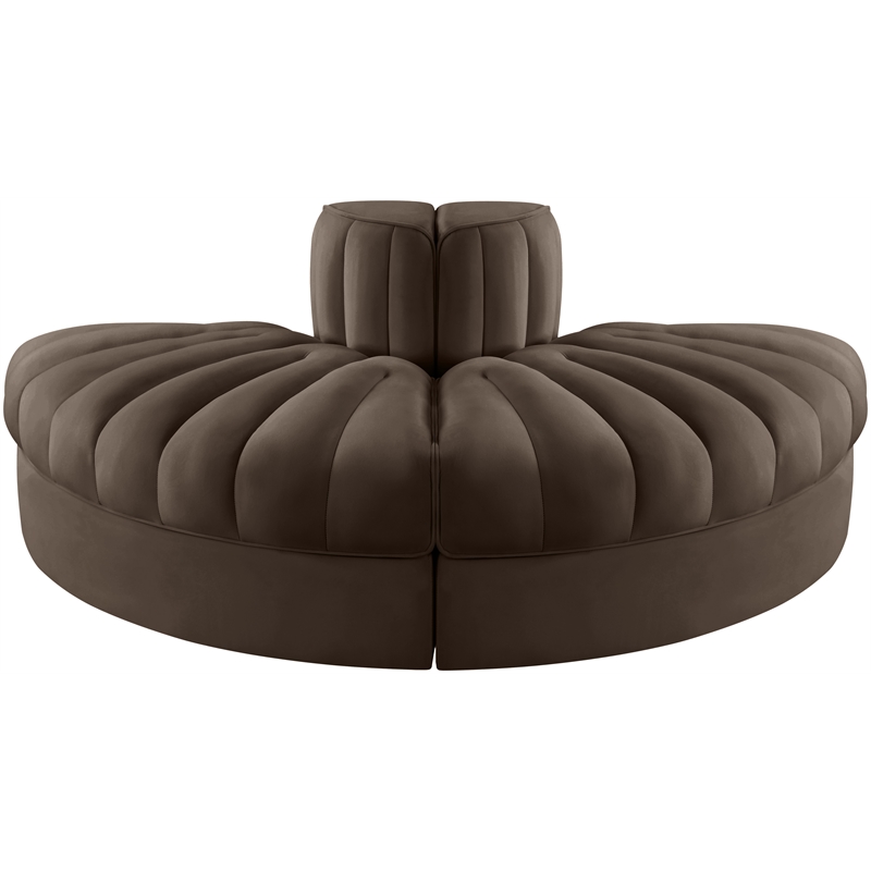 Meridian Furniture Rummi Brown Velvet Performance Fabric 2pc. Modular Loveseat