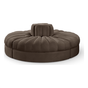 Meridian Furniture Rummi Brown Velvet Performance Fabric 4pc. Modular Sofa