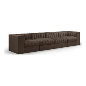 Meridian Furniture Rummi Brown Velvet Performance Fabric 4pc. Modular Sofa