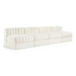 Meridian Furniture Rummi Cream Velvet Performance Fabric 4pc. Modular Sofa